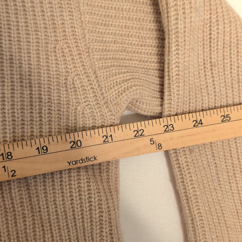 Vince Cashmere Blend Tan Ribbed Button Cardigan M - Picture 9 of 10